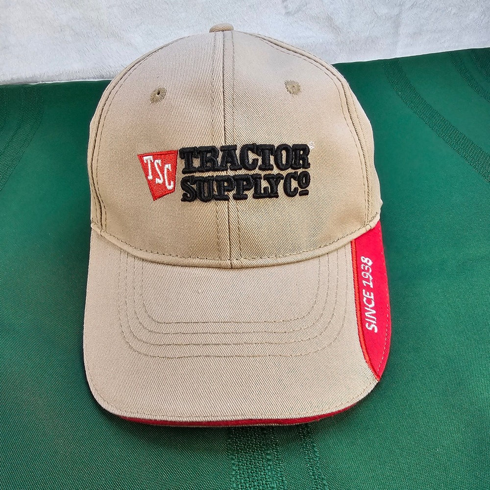 Tractor Supply Co. TSC Khaki Beige Red Hat Cap Adjustable Men's